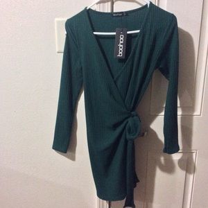 Petite Ribbed Wrap Dress